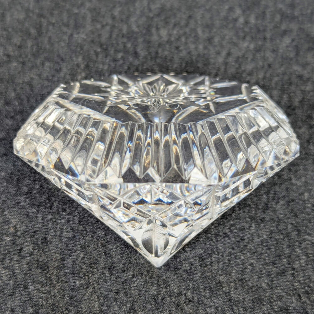 Waterford Crystal Diamond Shaped Paperweight Clear Faceted Octagonal Starburst